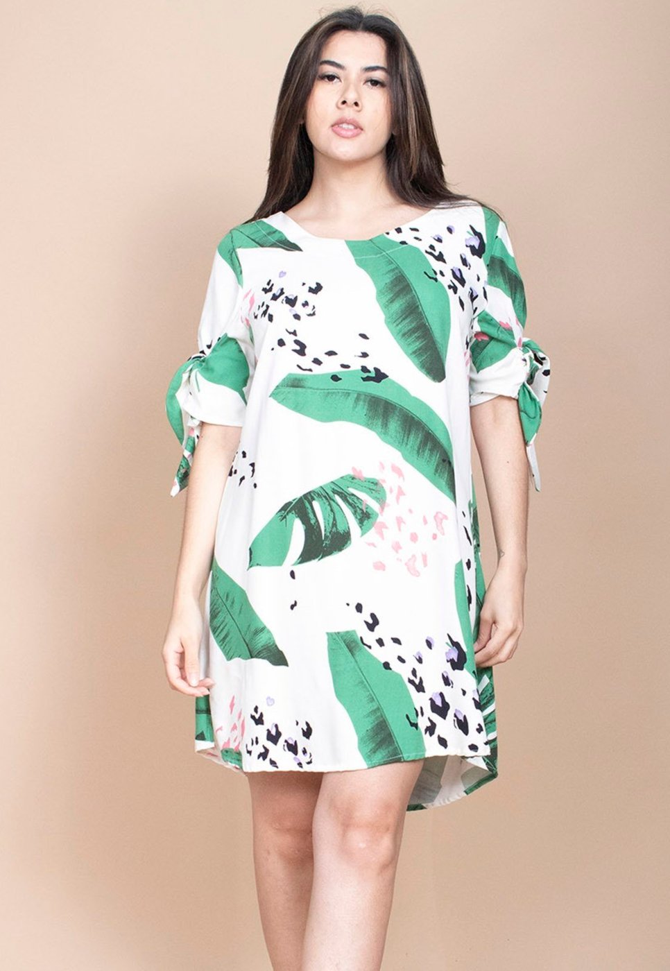 Vestido Curto Cabanafree Plano Estampa Folhagem Poética