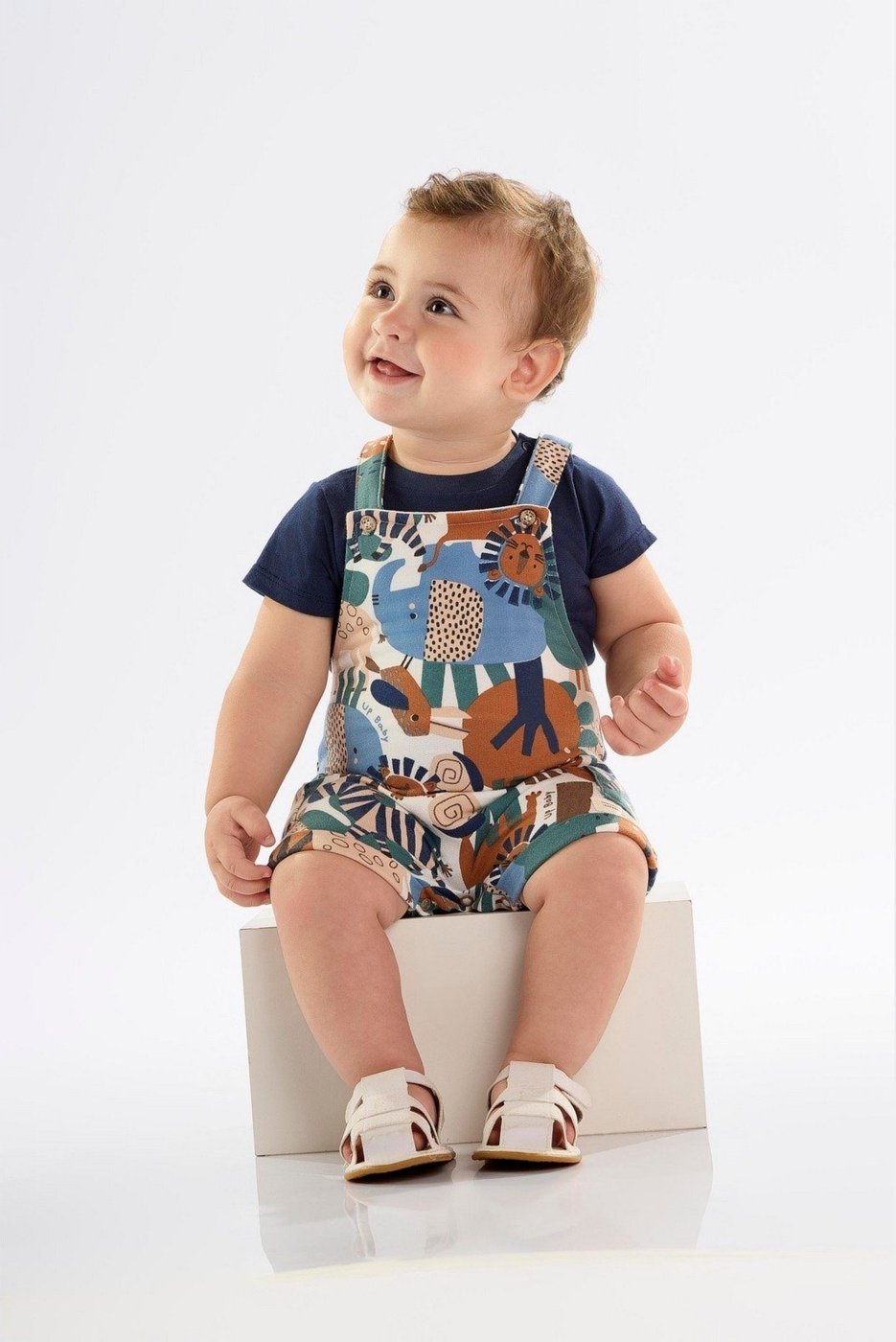 Imagem principal Infantil - Conjunto para Menino Jardineira e Body Safari Up Baby azul marinho Up Baby azul marinho
