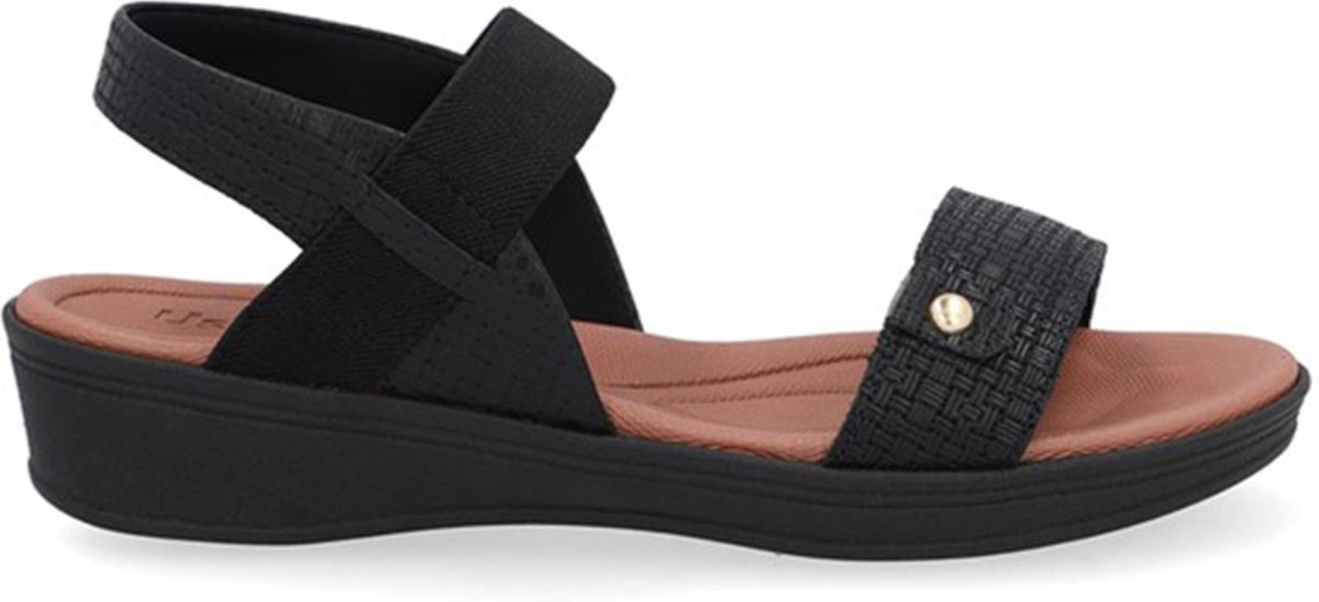 Sandália Usaflex Couro Tira Elástico Calce Fácil 001