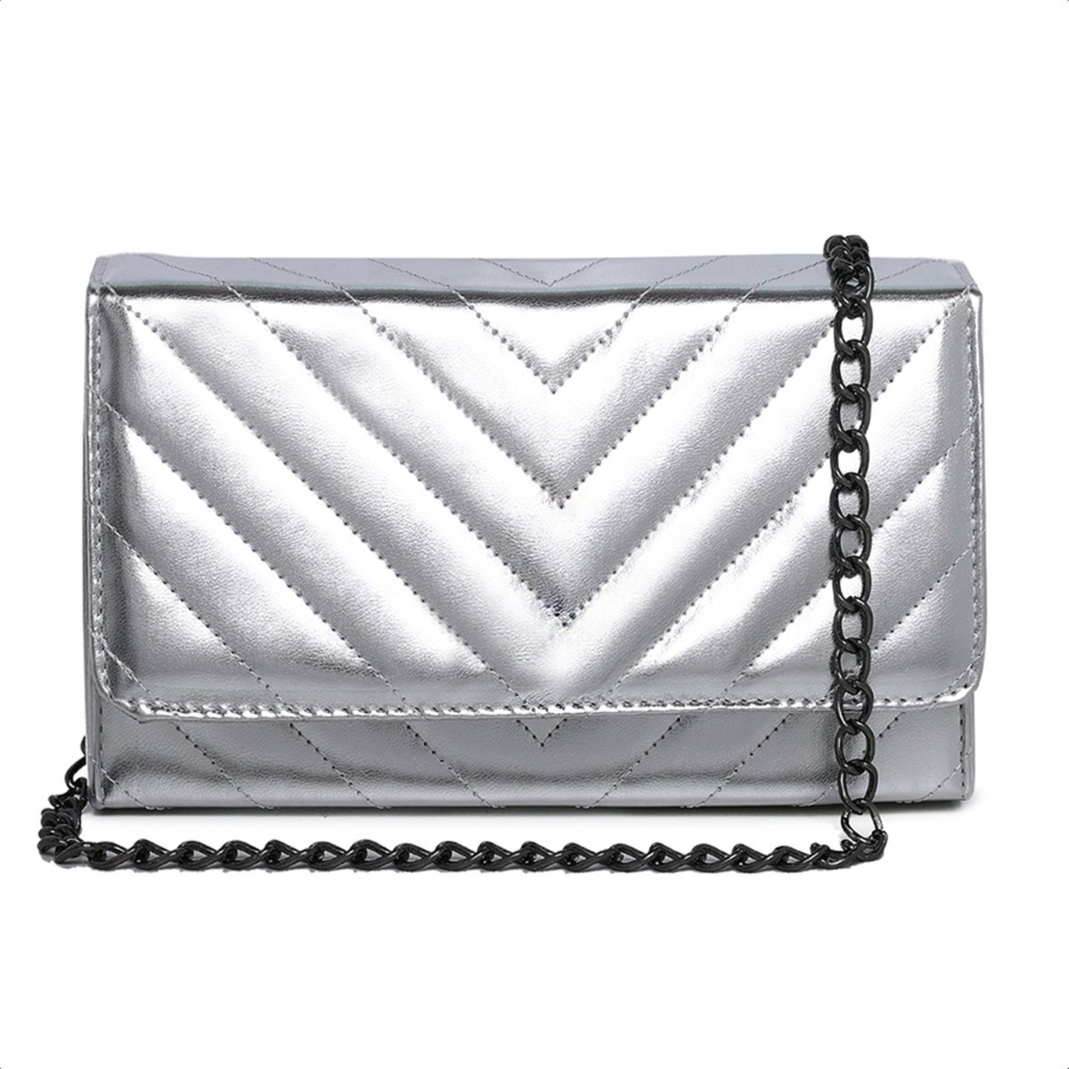 Imagem principal Bolsa Pequena De Mão Feminina Clutch Madrinha Festa Carmelo Shoes Brilho Prateada Carteira prata CARMELO SHOES prata