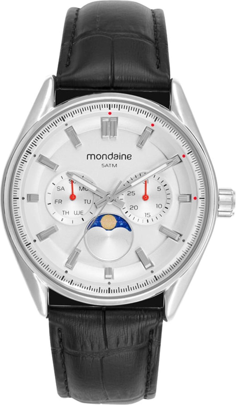 Imagem principal Relógio Masculino Mondaine Couro Genuíno Multifunção Data preto Mondaine preto