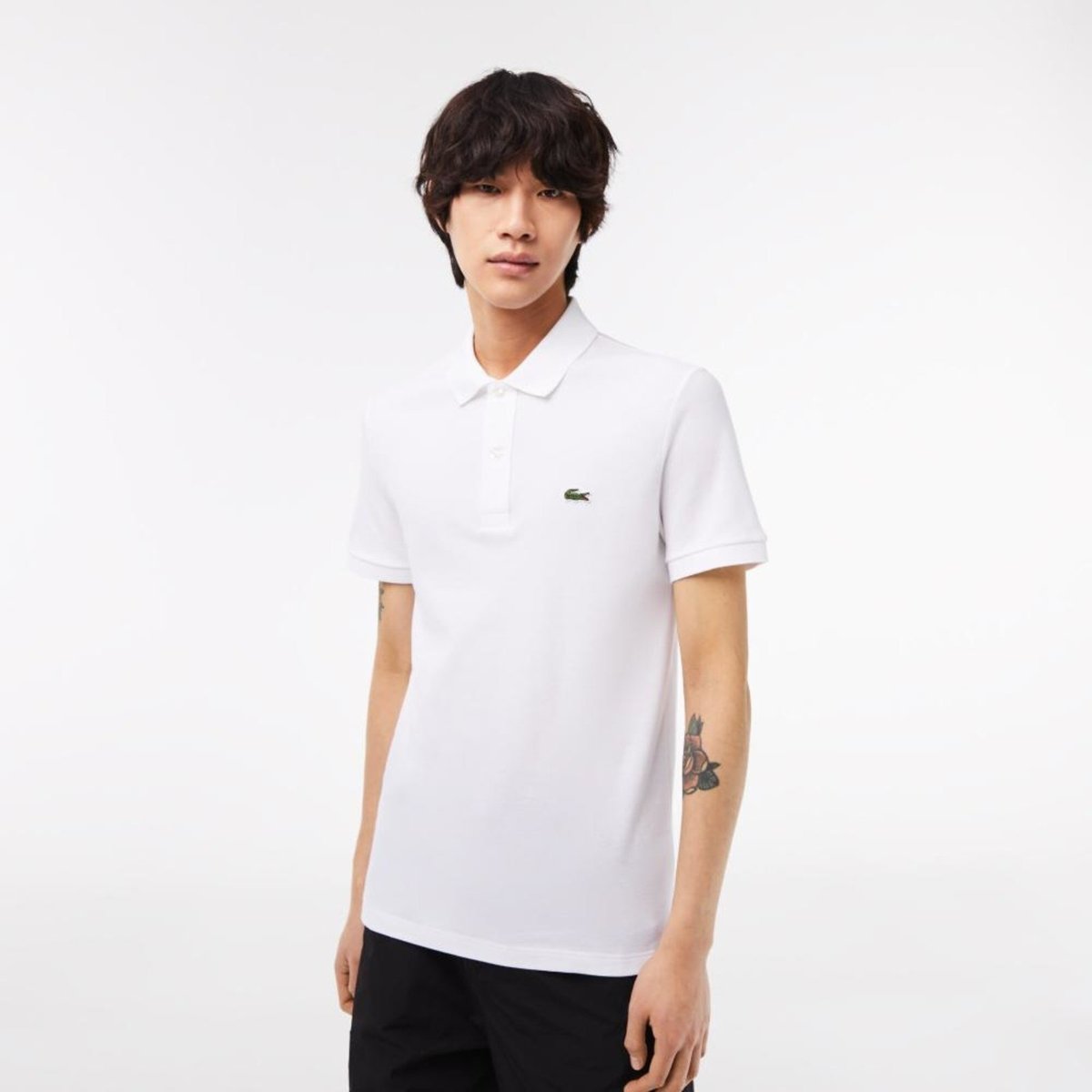 Imagem principal Camisa Polo masculina Slim Fit em petit piquet Lacoste branco Lacoste branco