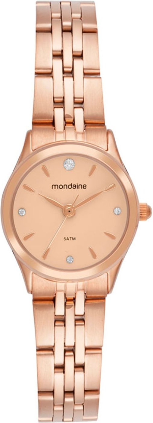 Relógio Feminino Mondaine Dourado Caixa Pequena Rose Aço