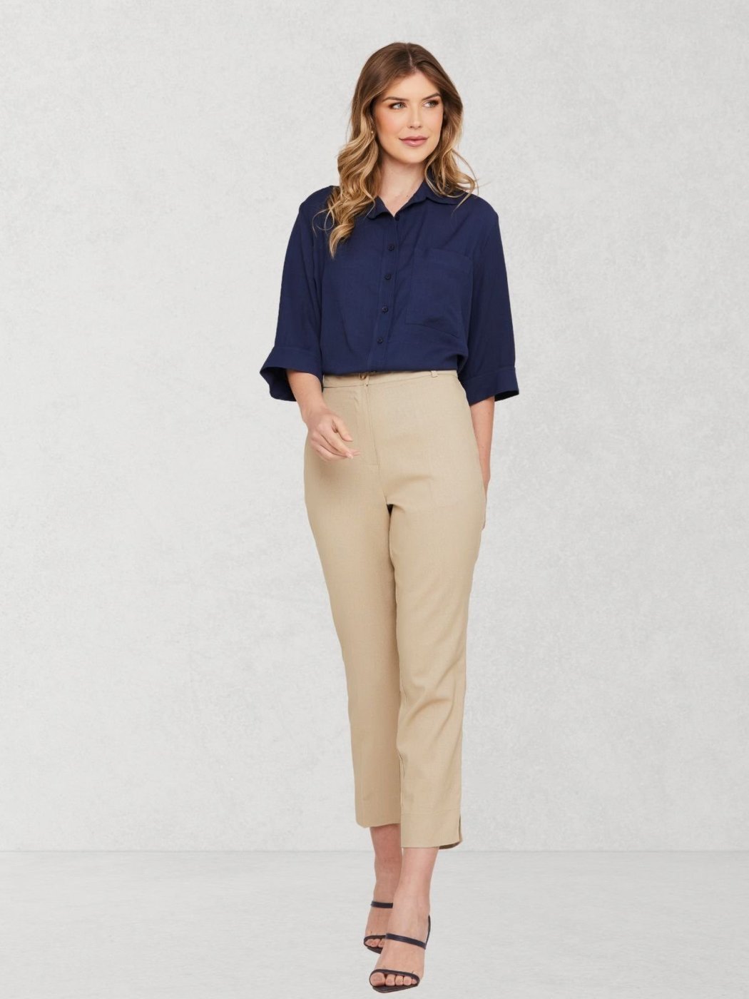 Imagem principal Calça Via Lessa Madrid Alfaiataria com Linho Cáqui bege Via Lessa bege