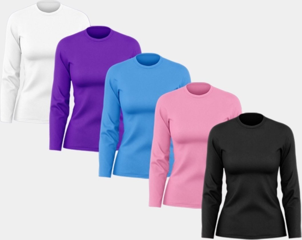 Imagem principal Kit 5 Camisetas Feminina Manga Longa Dry Fit Básica Lisa Proteção Solar UV Térmica Blusa Academia Esporte Praia ADRIBEN multicolorido ADRIBEN multicolorido