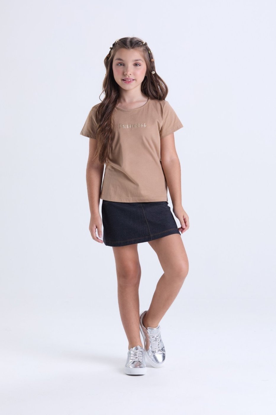 Imagem principal Infantil - Conjunto Verão Menina Princess com Saia Jeans VIDA COSTEIRA bege VIDA COSTEIRA bege