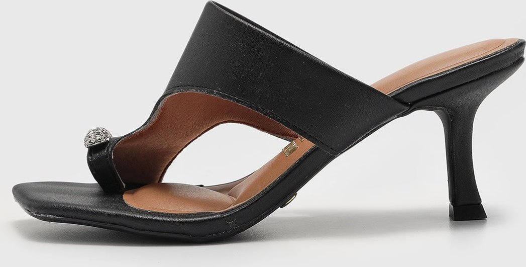 Sandália Feminina Vizzano Salto Taça Pedraria Preta
