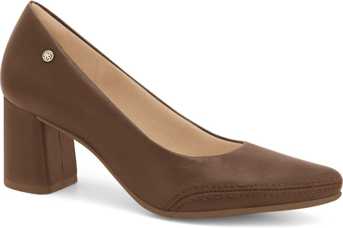 Imagem principal Sapato Feminino Couro Macio Salto Bloco Médio Ramarim 2664101 Capuccino marrom RAMARIM marrom