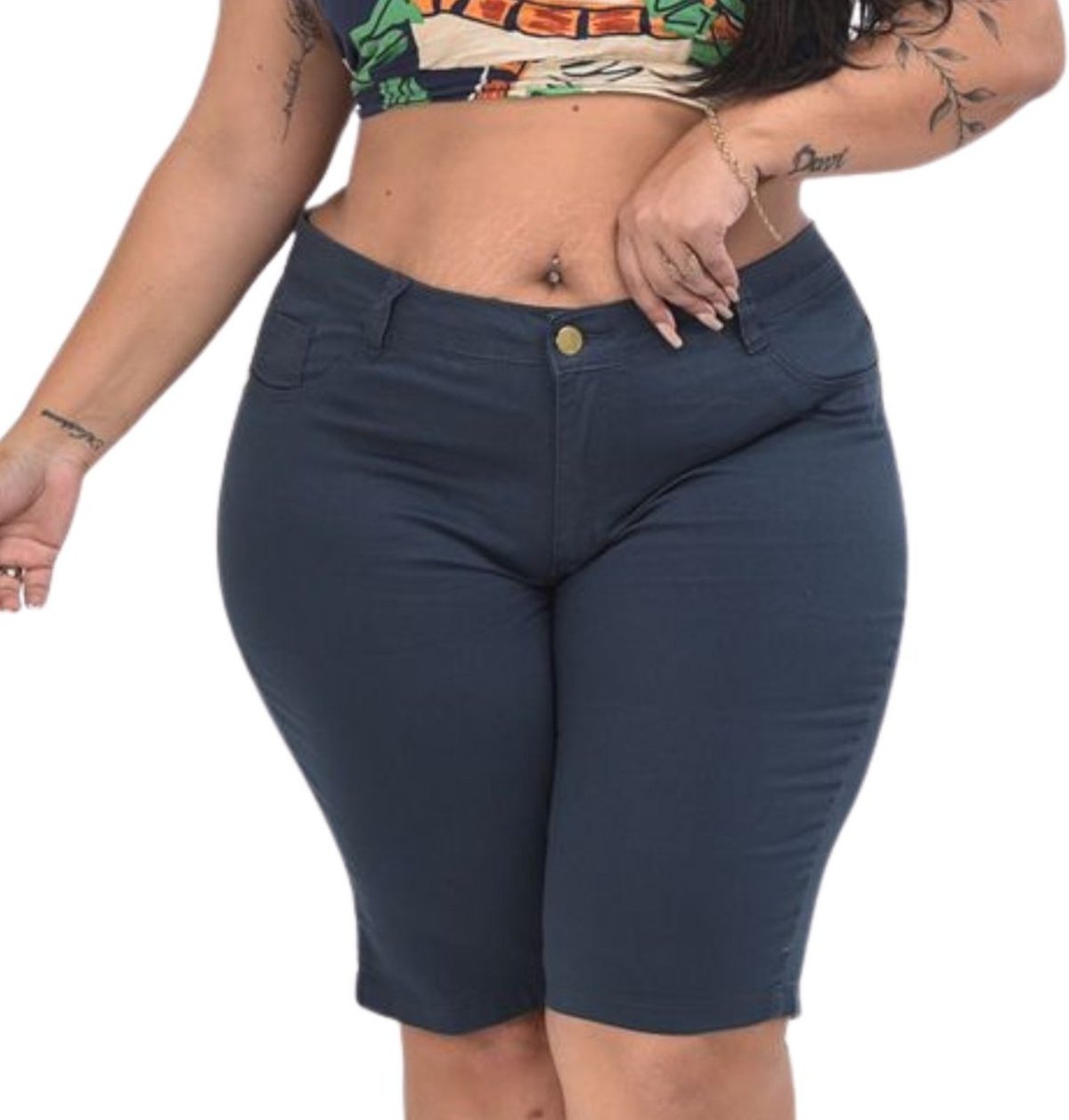 Imagem principal Bermuda Feminina Jeans Loka Plus Size Marinho Sarja azul/azul marinho azul Jeans Loka azul/azul marinho azul