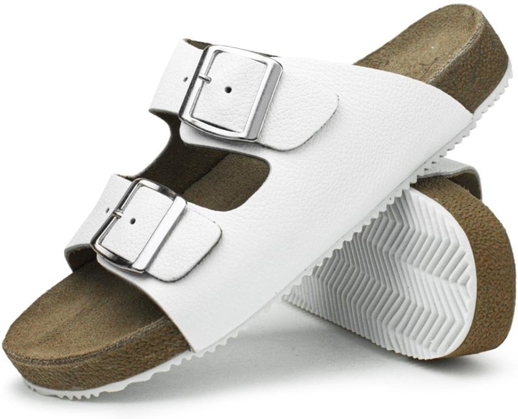 Sandália Papete Masculina e Feminia Couro Legítimo Fivelas