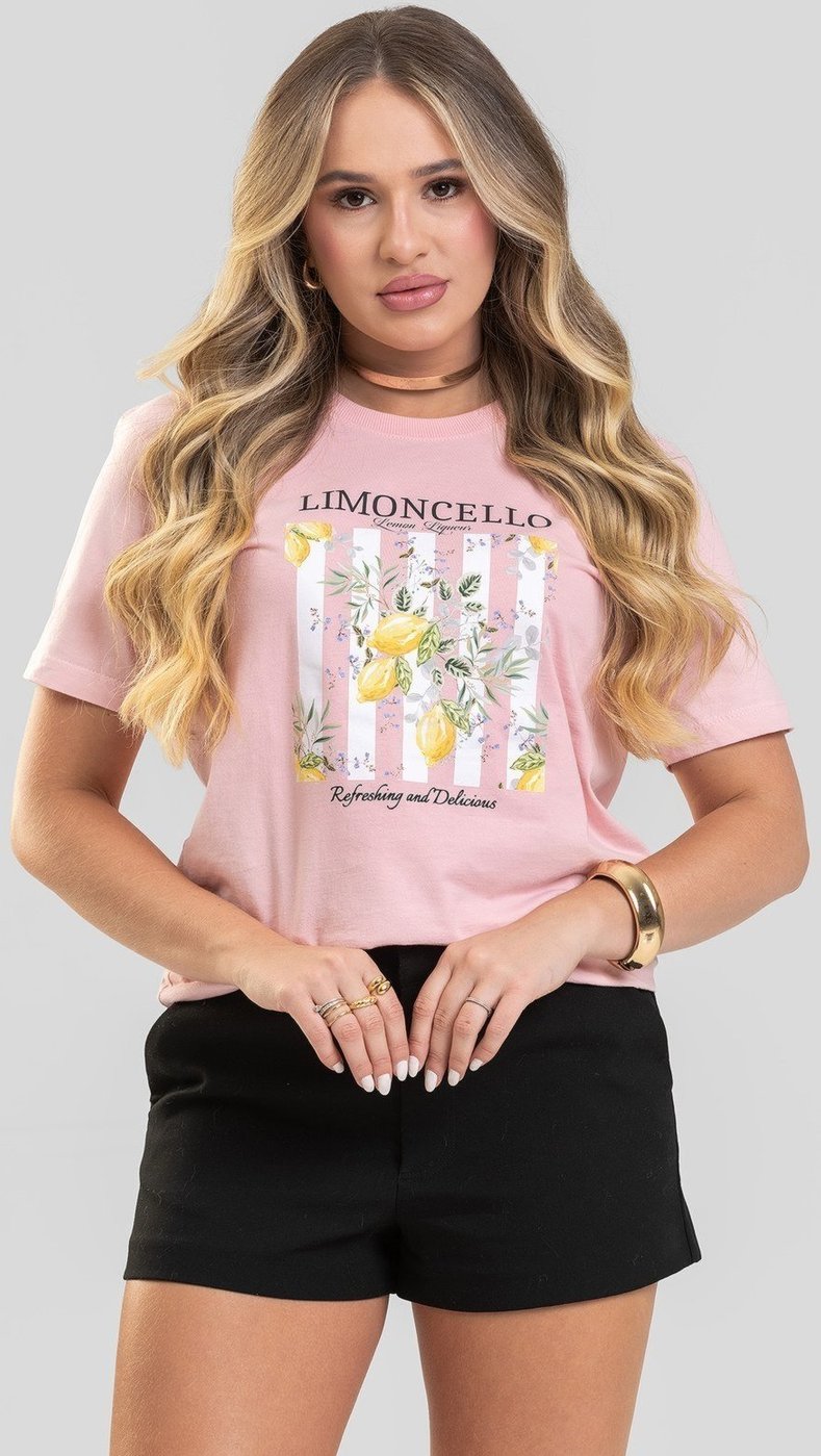 Imagem principal Camiseta Feminina Cianitas Estampa Lemon Liqueur rosa Cianitas rosa