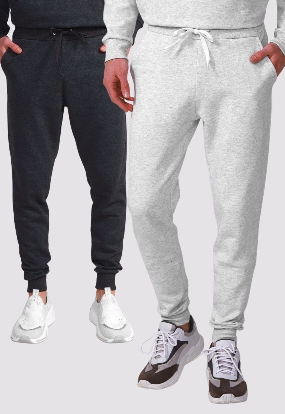 Kit 2 Calças Masculinas Moletom Lisas Benellys Básicas Chumbo e Claro