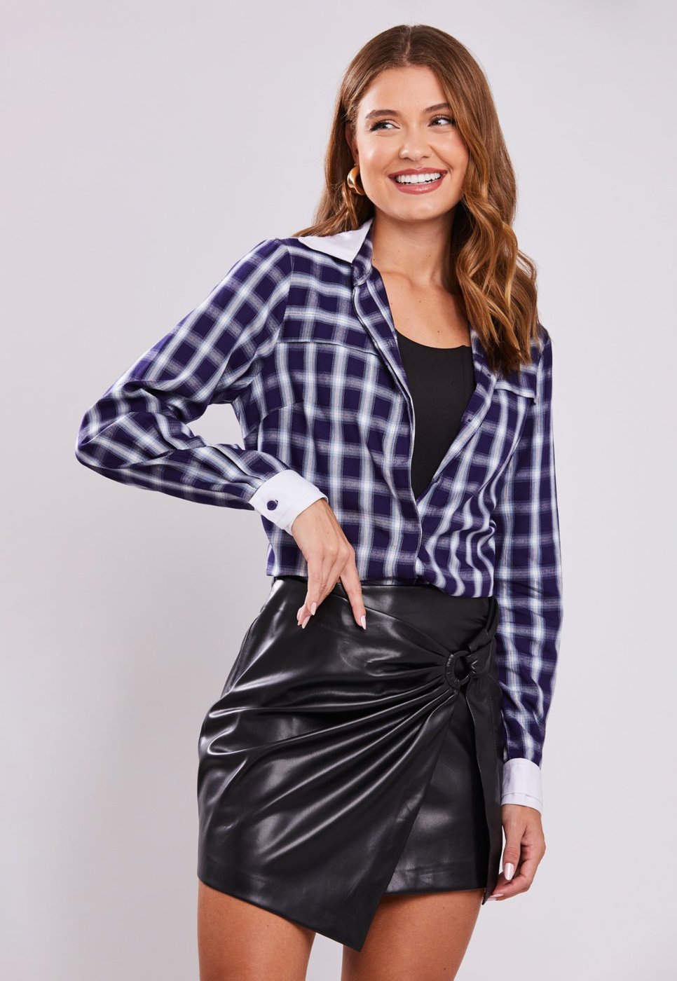 Imagem principal Camisa Xadrez Manga Comprida Miss Joy 8243 Marinho MISS BY JOY azul marinho MISS BY JOY azul marinho