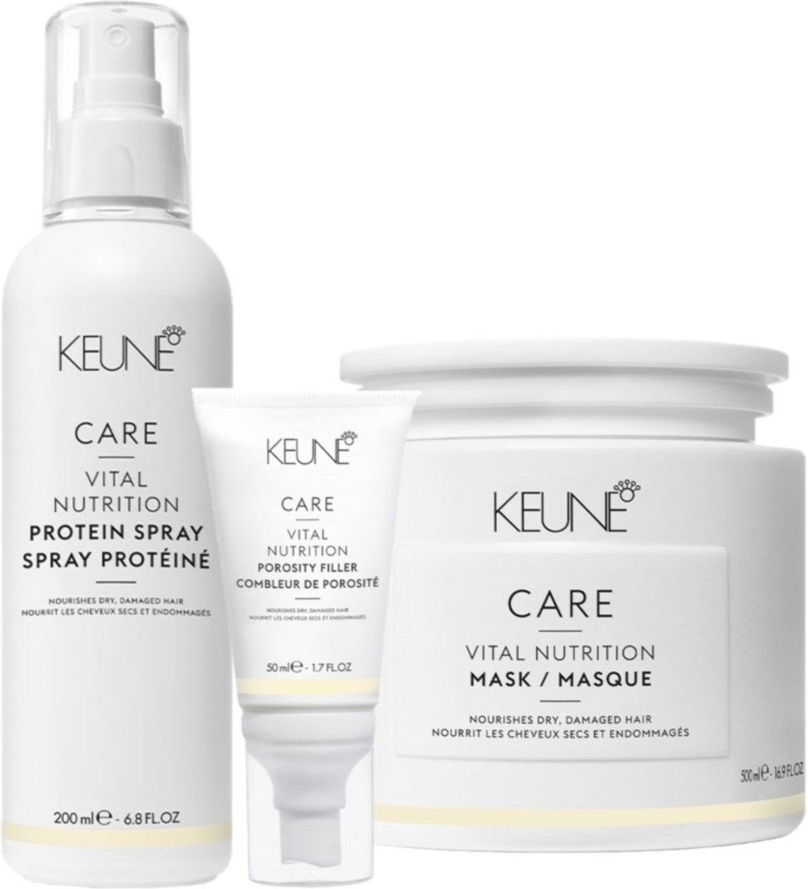 Imagem principal Kit Keune Care Vital Nutrition Mask 500ml Protein Porosity Filler (3 produtos) multicolorido Keune multicolorido