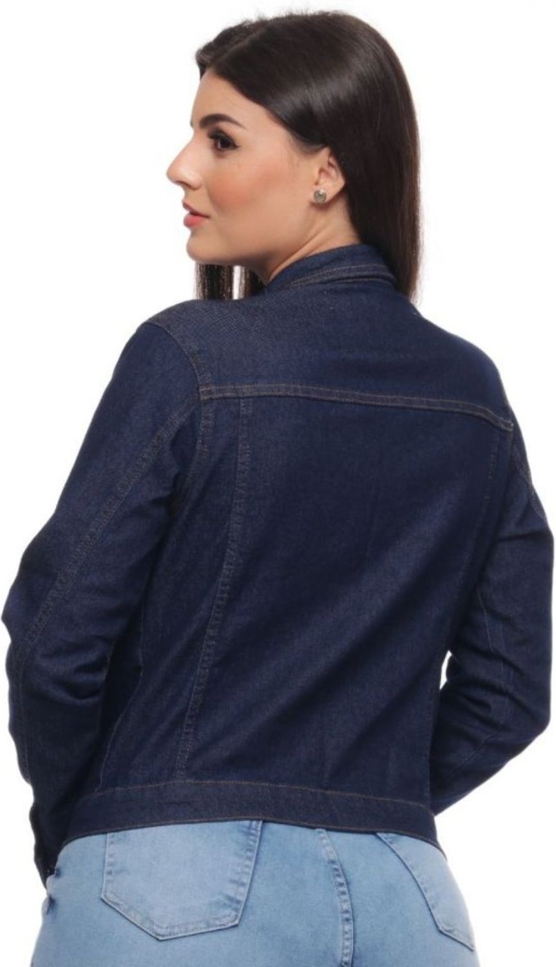 Jaqueta Jeans Feminina Com Bolso Razon Jeans