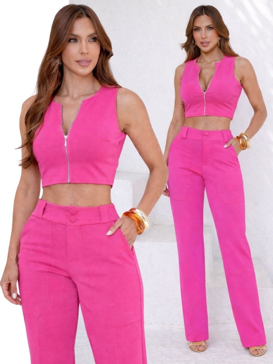 Imagem principal Conjunto Feminino Divina Gata Cropped Calça rosa DIVINA GATA rosa