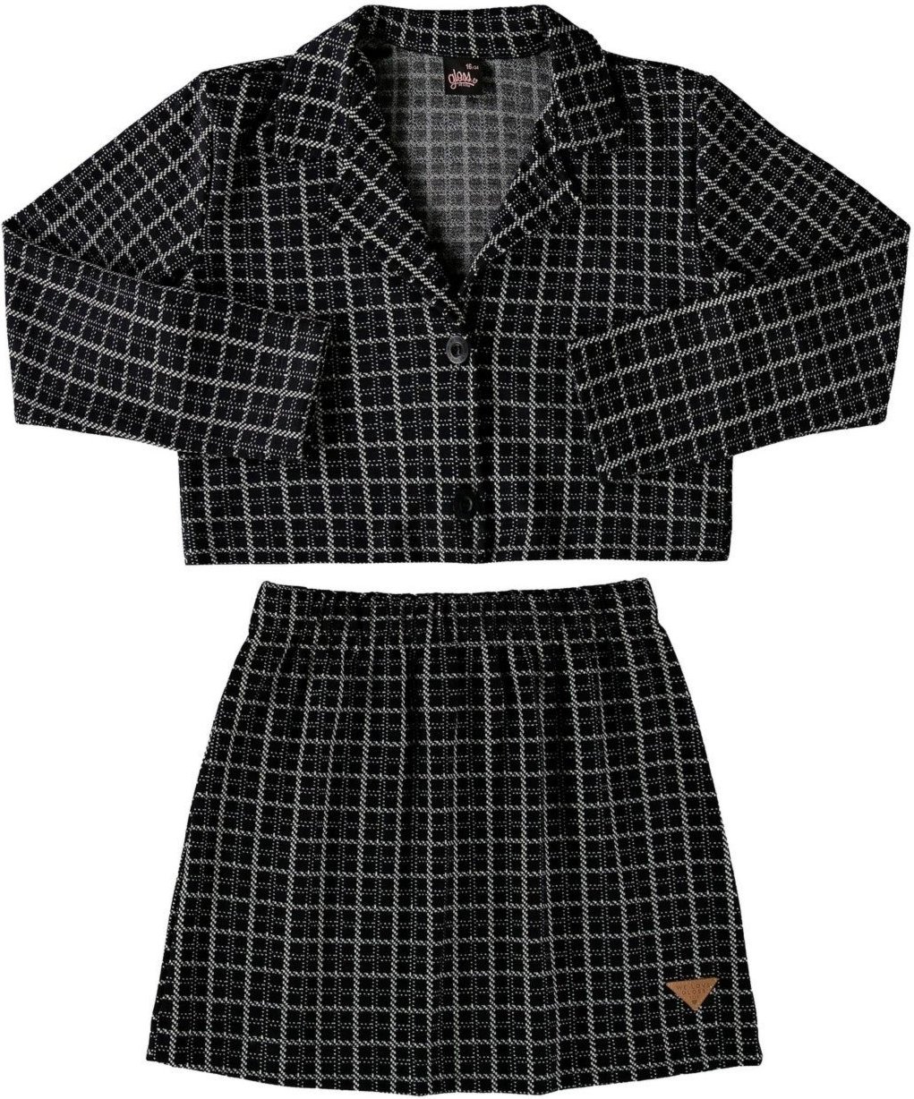 Infantil - Conjunto Blazer Cropped e Saia em Jacquard Juvenil Gloss
