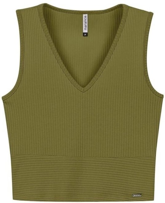 Imagem principal Regata Feminina Canelada Decote V Marialícia verde Marialícia verde
