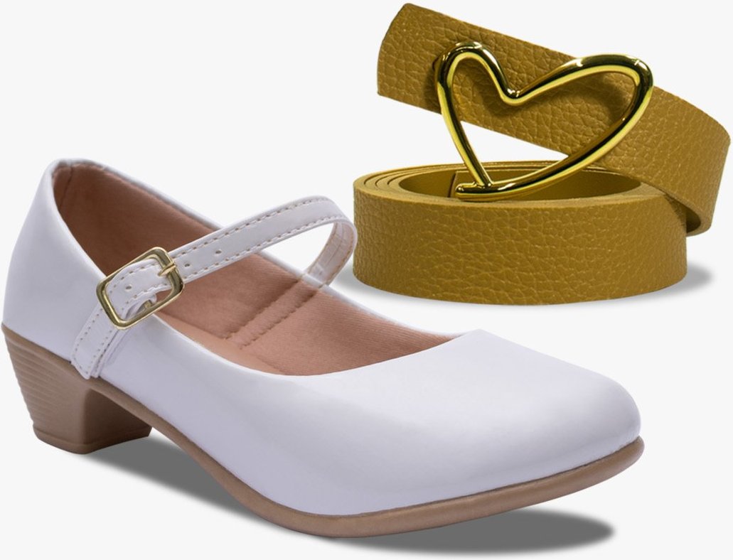 Imagem principal Infantil - Kit Cinto e Sapatilha Salto Pópidi Menina com branco/caramelo Pópidí branco/caramelo