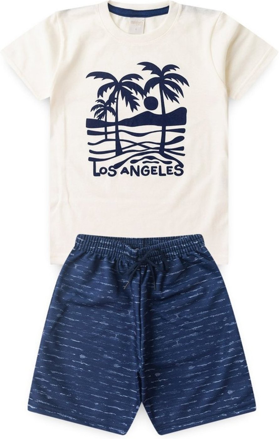 Imagem principal Infantil - Conjunto Molekada Verão Menino Natural Camiseta e Bermuda com Cadarço Los Angeles bege natural Molekada bege natural