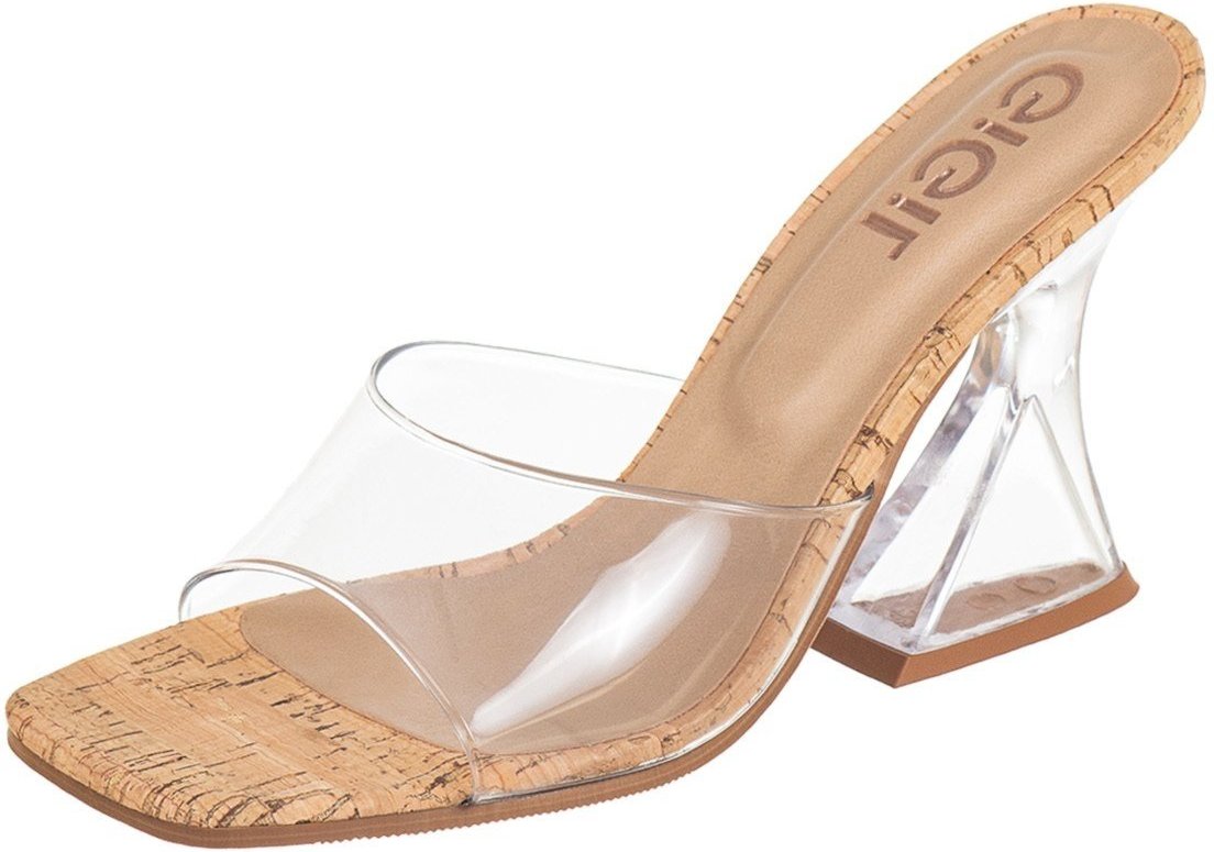 Tamanco GiGiL Salto Cristal Acrílico Cortiça