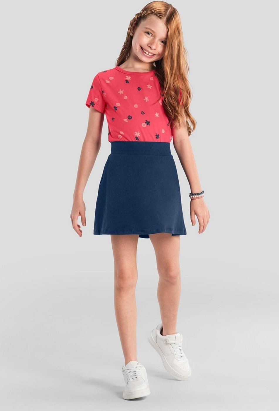 Imagem principal Infantil - Blusa menina estrelada em meia malha Brandili vermelho Brandili vermelho