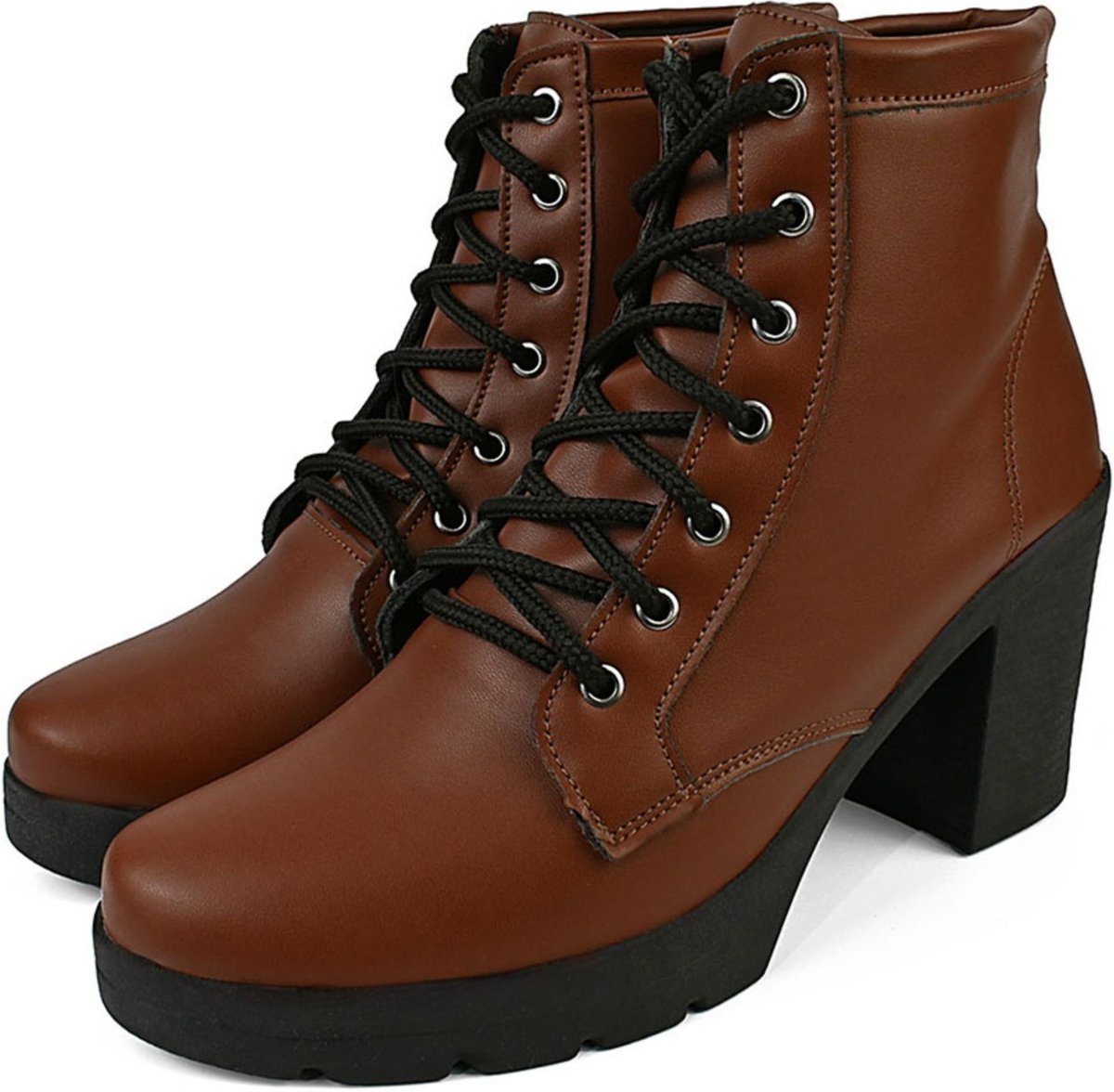 Bota Coturno Feminino Donatella Shoes Salto Alto Cano Médio Terra