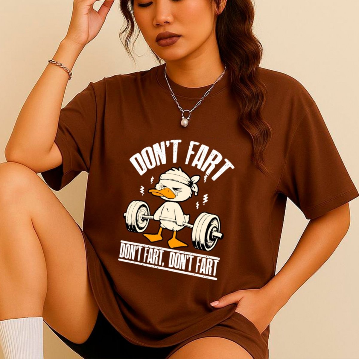 Imagem principal Camiseta Ousy Básica Segura o Ar e Sobe a Carga Unissex marrom ousy marrom