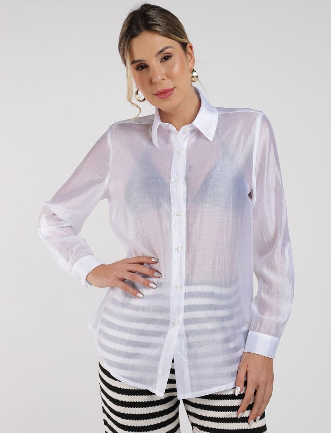Imagem principal Camisa Transparência Martingale Feminina BRANCO Autentique unico Autentique unico