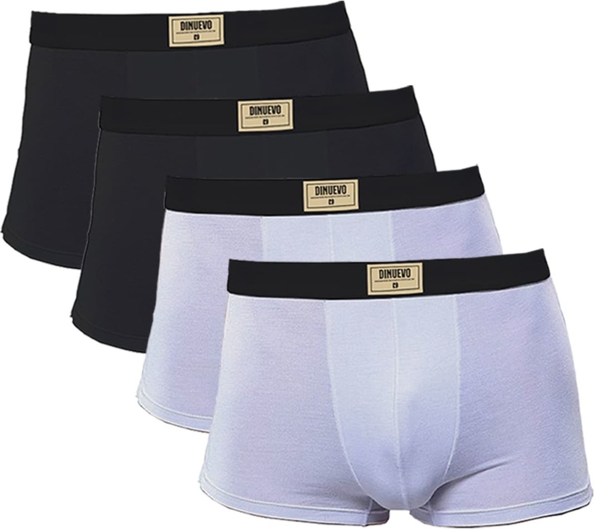 Kit 4 Cuecas Boxer Di Nuevo Algodão Premium Branca e Preta