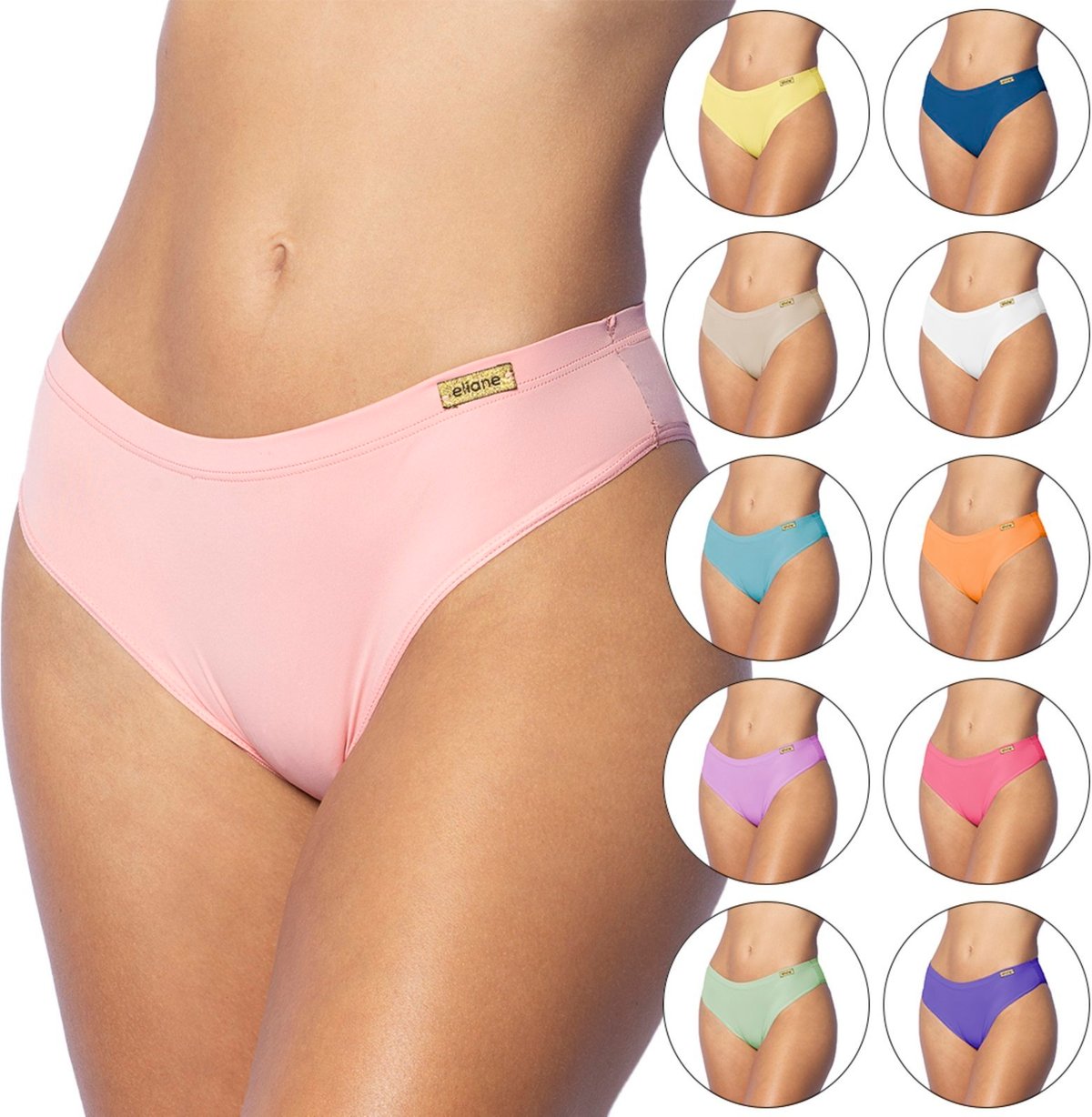 Imagem principal Kit 10 Calcinhas Gabi Lingerie Estilo Hering Lisas Conforto Microfibra Básica Reforçada multicolorido Gabi Lingerie multicolorido