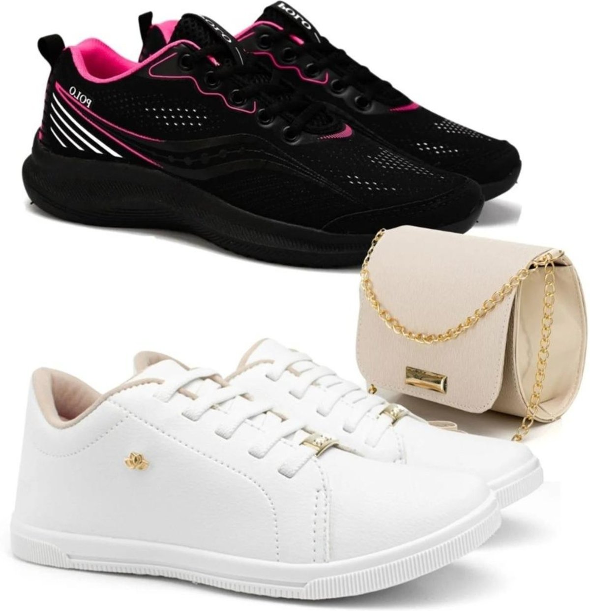Kit Tênis Casual Sapatofran Feminino com Tênis Esportivo Running e Bolsa Transversal