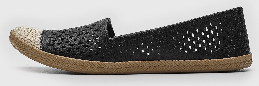 Imagem principal Sapatilha Feminina Moleca Vazado Biqueira Bege Preta preto MOLECA preto