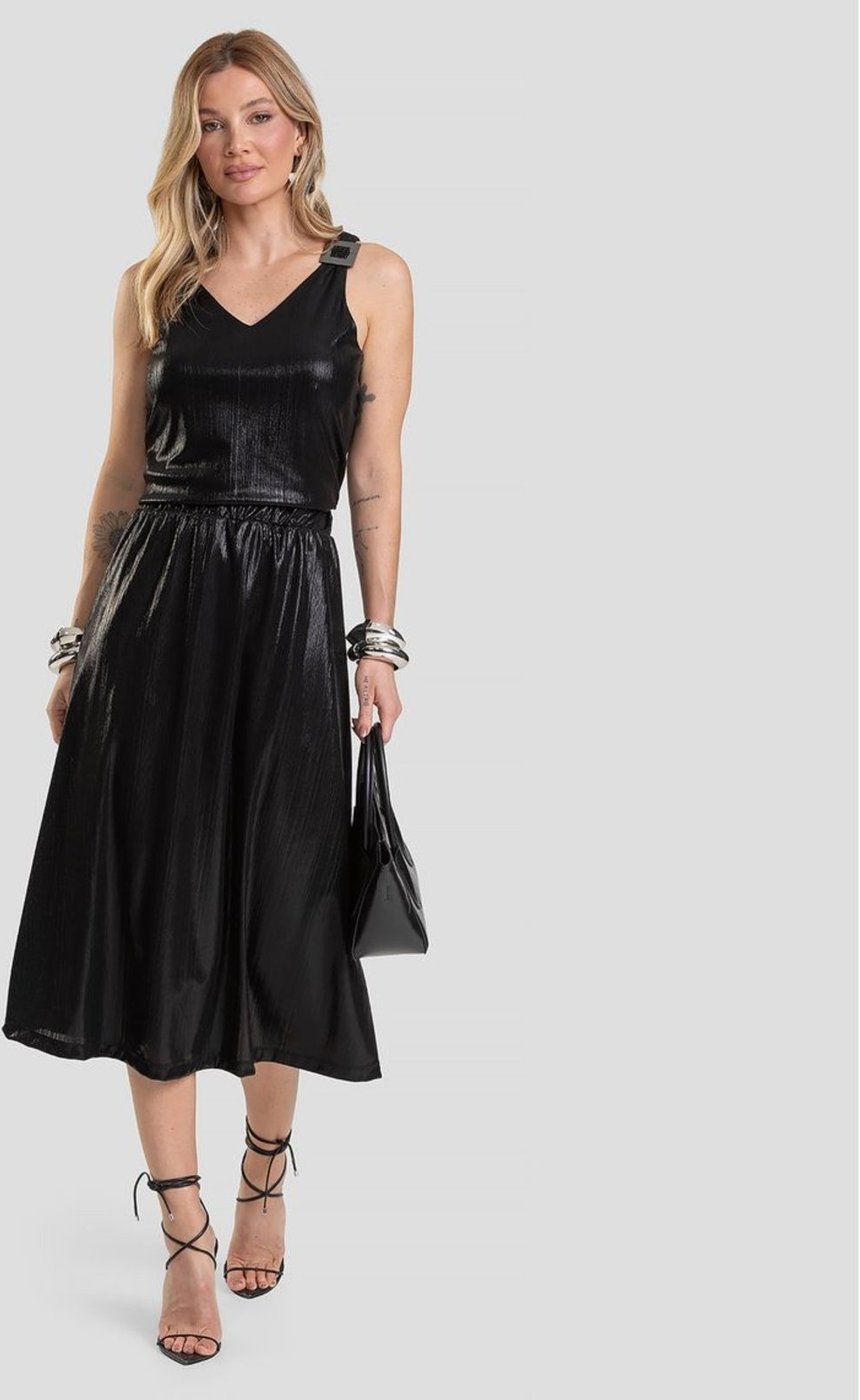 Saia Feminina Midi Plissada Dianna