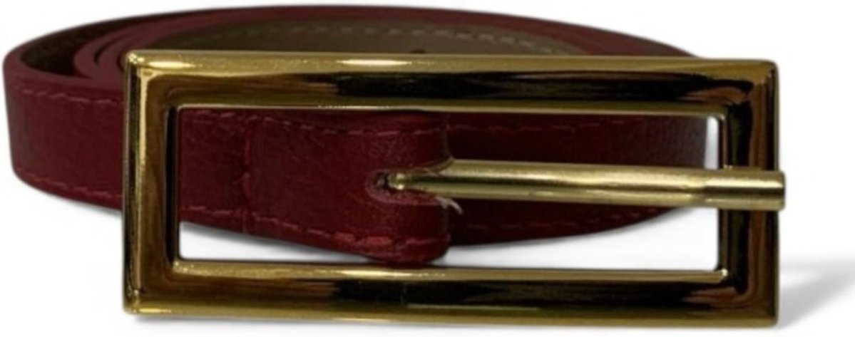 Cinto Feminino em Couro Fivela Comprida Dourada 034