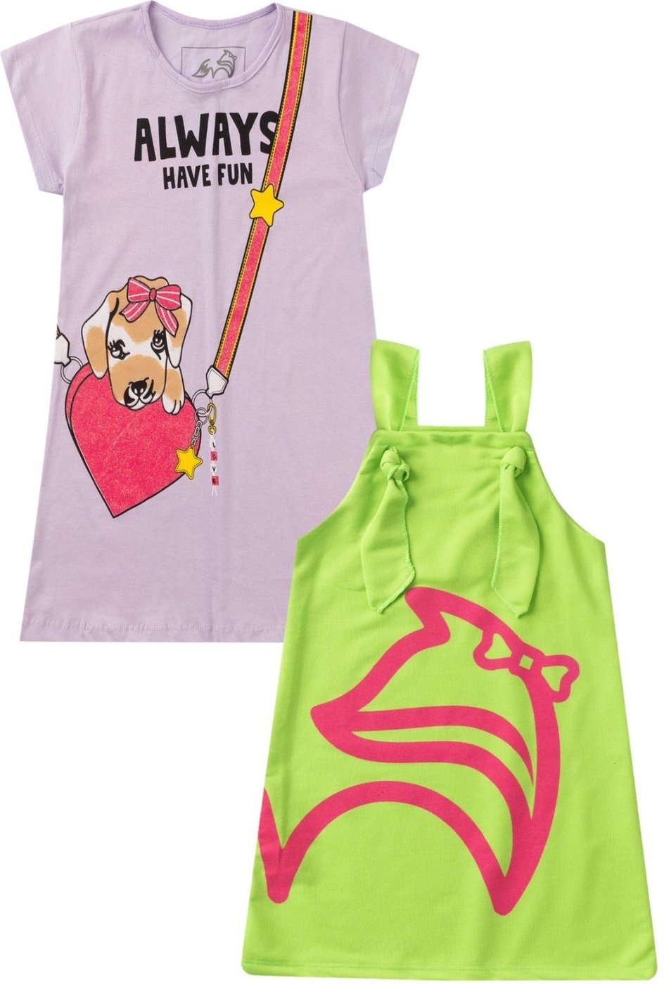 Imagem principal Infantil - Kit 2 Vestidos Verão Menina - Babei Babei no Look rosa/verde Babei no Look rosa/verde