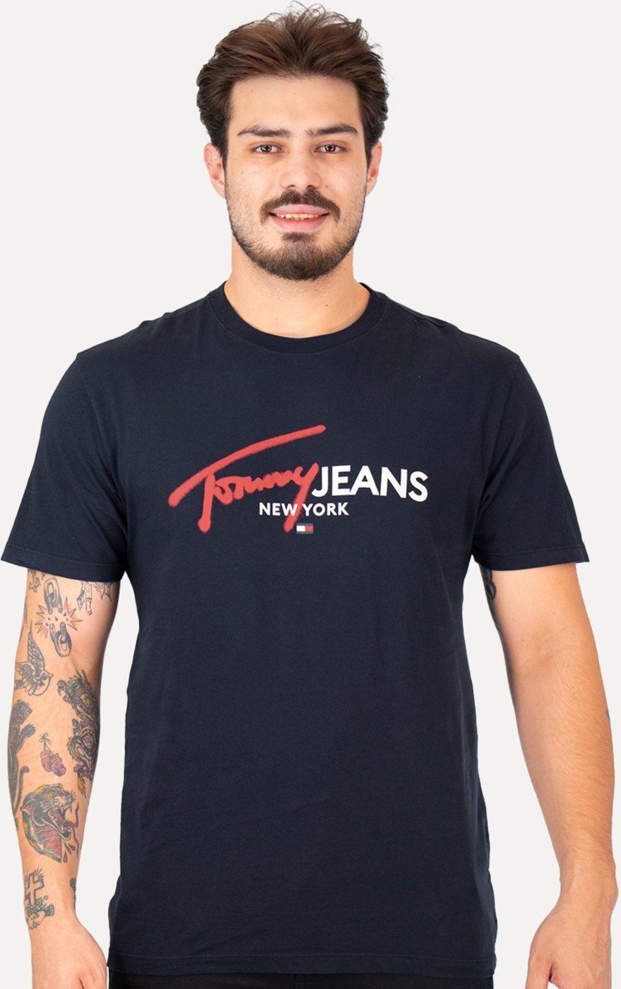 Imagem principal Camiseta Tommy Jeans Masculina Regular Spray Pop Logo azul marinho Tommy Jeans azul marinho