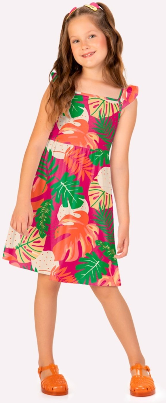 Imagem principal Infantil - Vestido Menina Folhagem Kyly azul Kyly azul