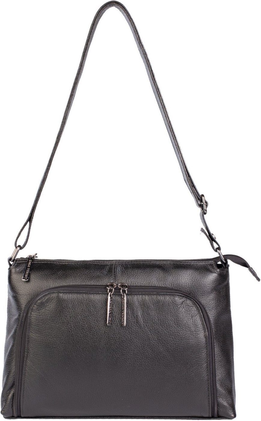 Imagem principal Bolsa de couro liso metais grafite tiracolo Ninna Andrea Vinci café Andrea Vinci café