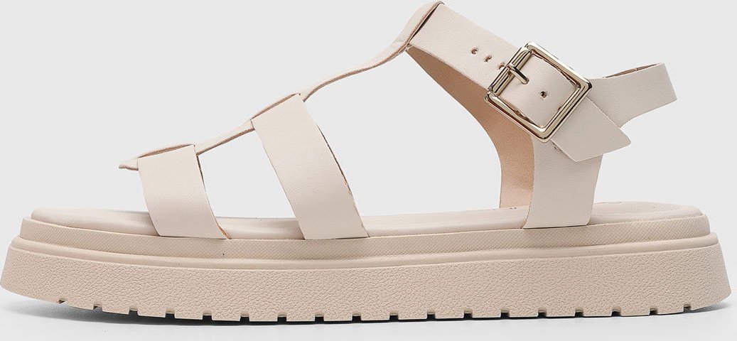 Sandália Baixa Feminina VIA UNO Tiras Cruzadas Off-White