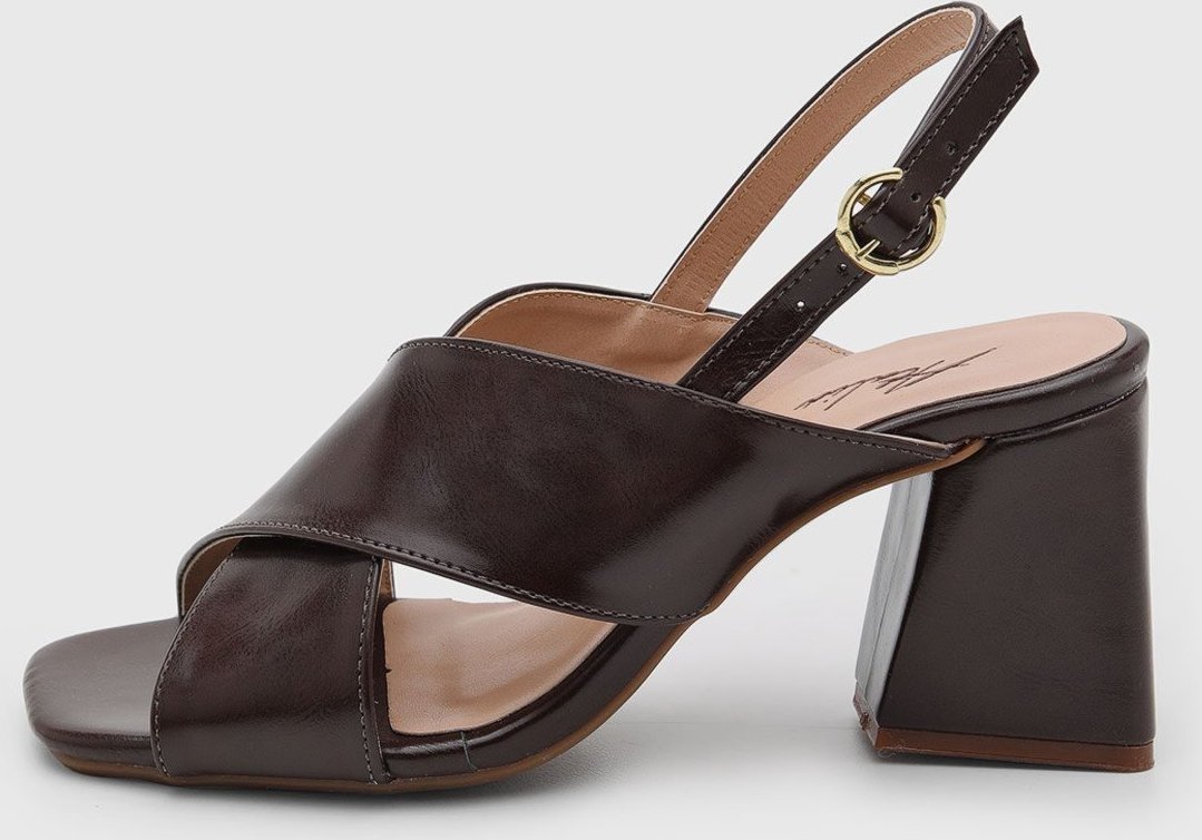 Sandália Salto Geométrico Feminina Atalia Shoes Madrid Rocha Tiras Grossas Cruzadas Tendência 2026