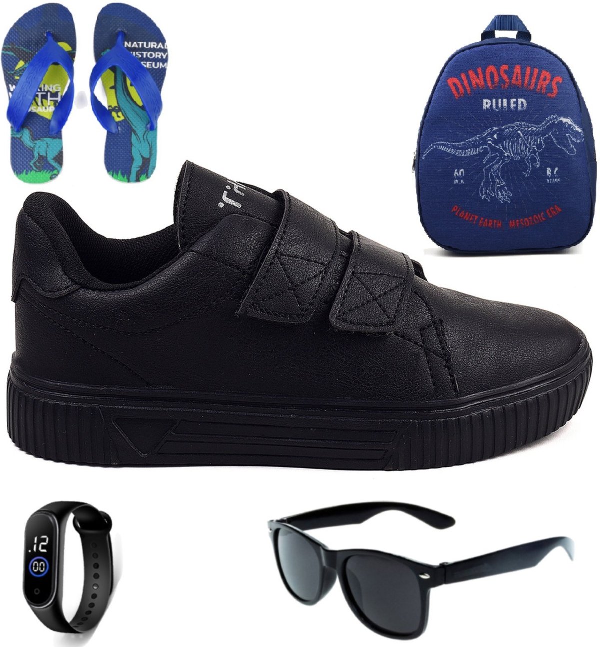 Imagem principal Infantil - Tenis Casual Meninos SapaTenis Calce Facil + Mochila Chinelo Oculos e Relogio CALCADOS LGHT LIGHT preto CALCADOS LGHT LIGHT preto