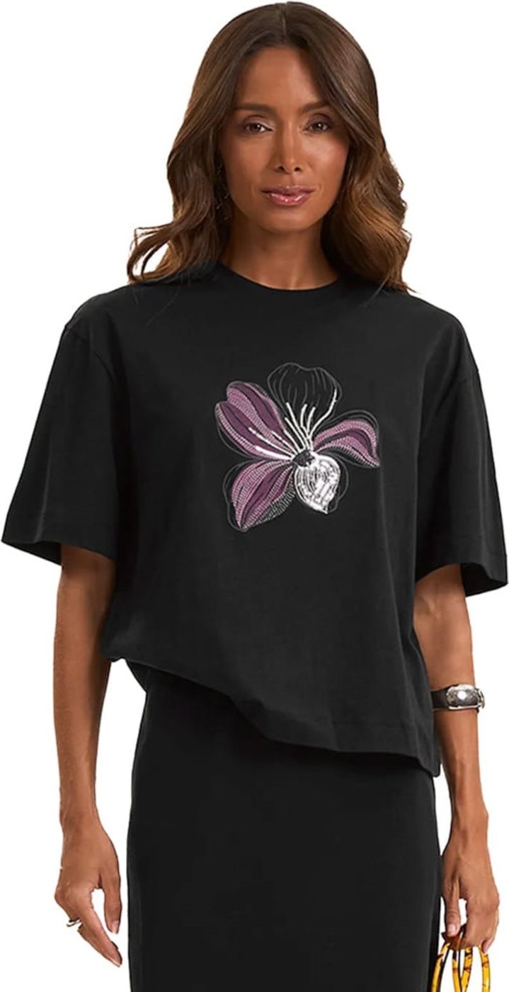 Imagem principal Camiseta Feminina Rovitex Estampa Flor Bordada preto Rovitex preto