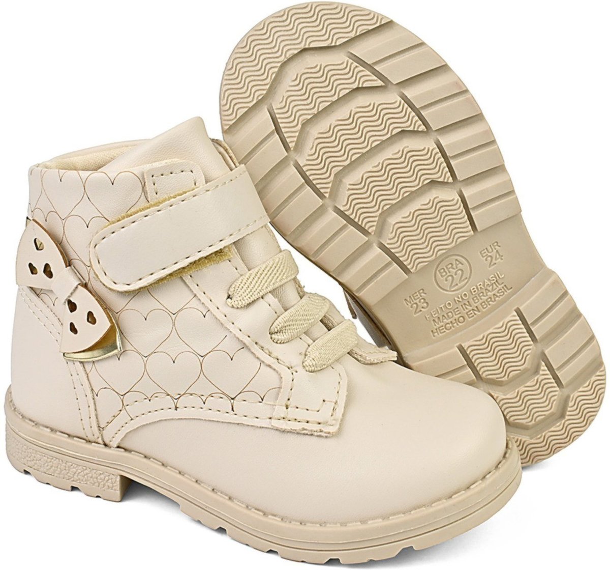 Imagem principal Infantil - Bota Coturno Feminino com Fecho de Contato e Elástico off-white off-white