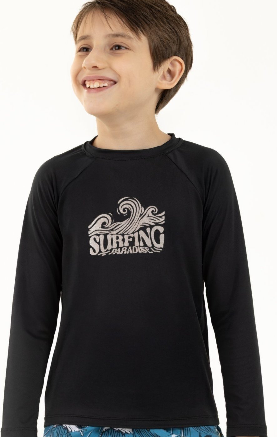 Imagem principal Camisa de Praia Menino com Proteção UV 50 - Além das Ondas Magicamente Kids preto Magicamente Kids preto