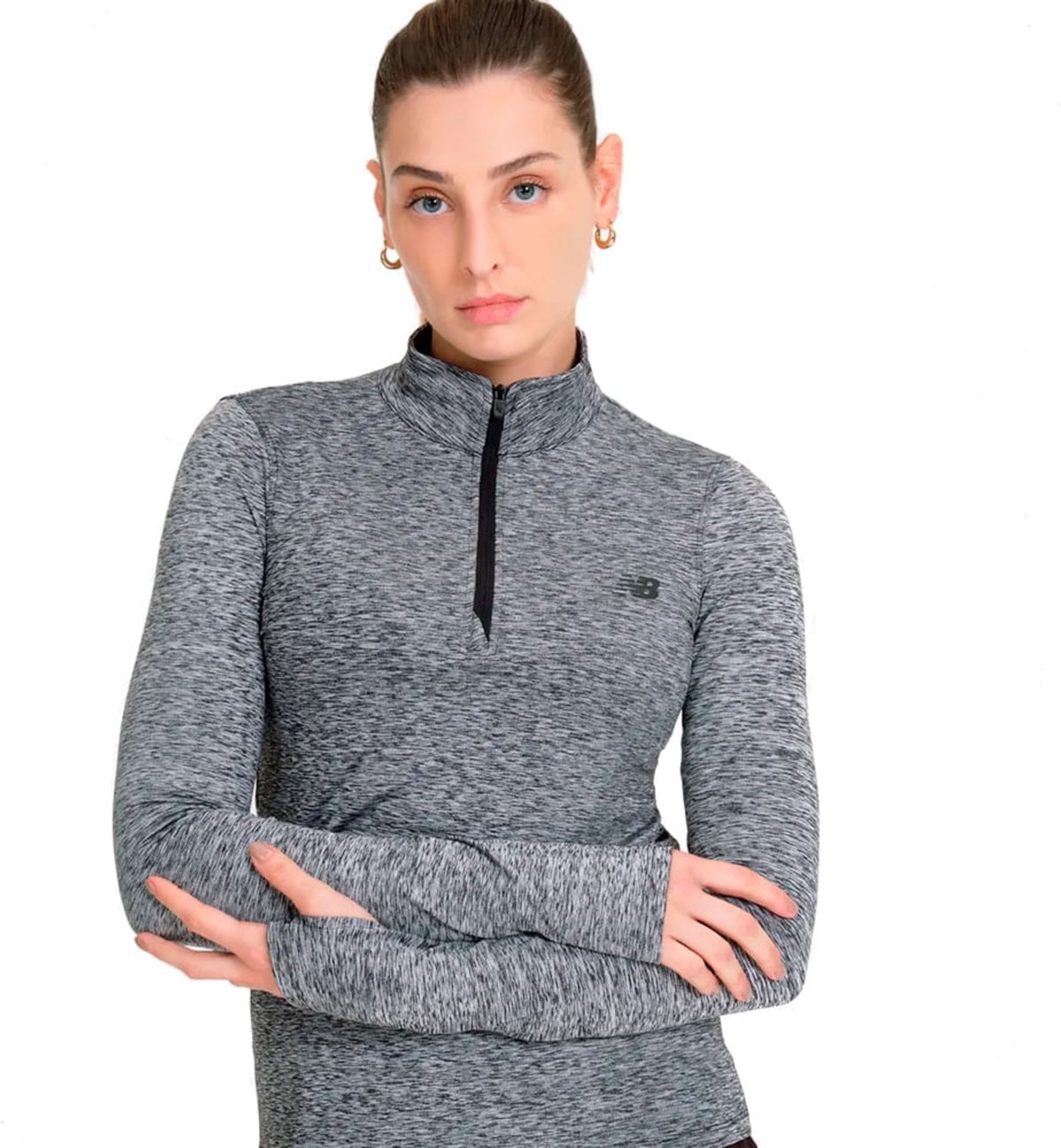 Imagem principal Blusa Feminina New Balance Zíper Dry Sport cinza New Balance cinza