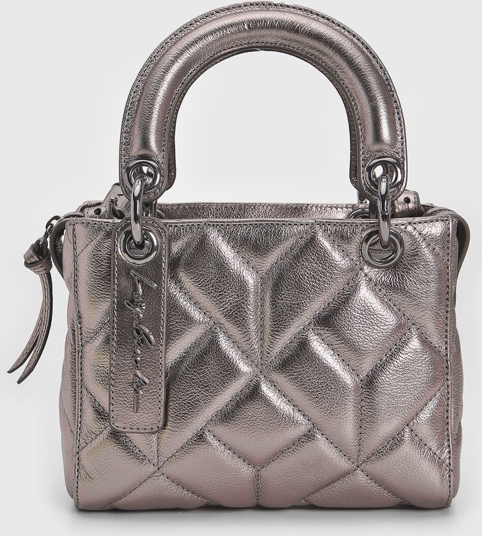 Bolsa Tiracolo Luiza Barcelos Alça Dupla Metalizada Grafite