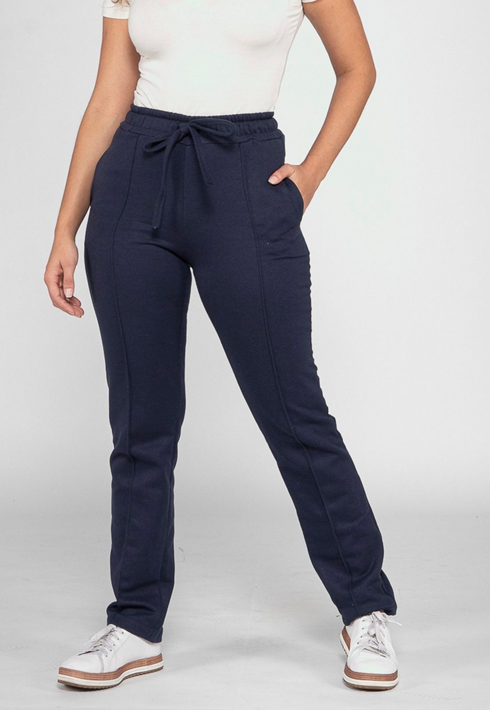 Calça Basica Moletom Feminina Confortavel Cintura Elastico