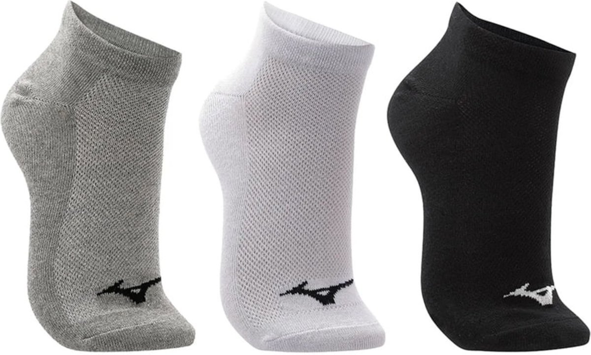 Kit 3 Pares de Meia Unissex Mizuno Sem Cano 33 cinza/preto