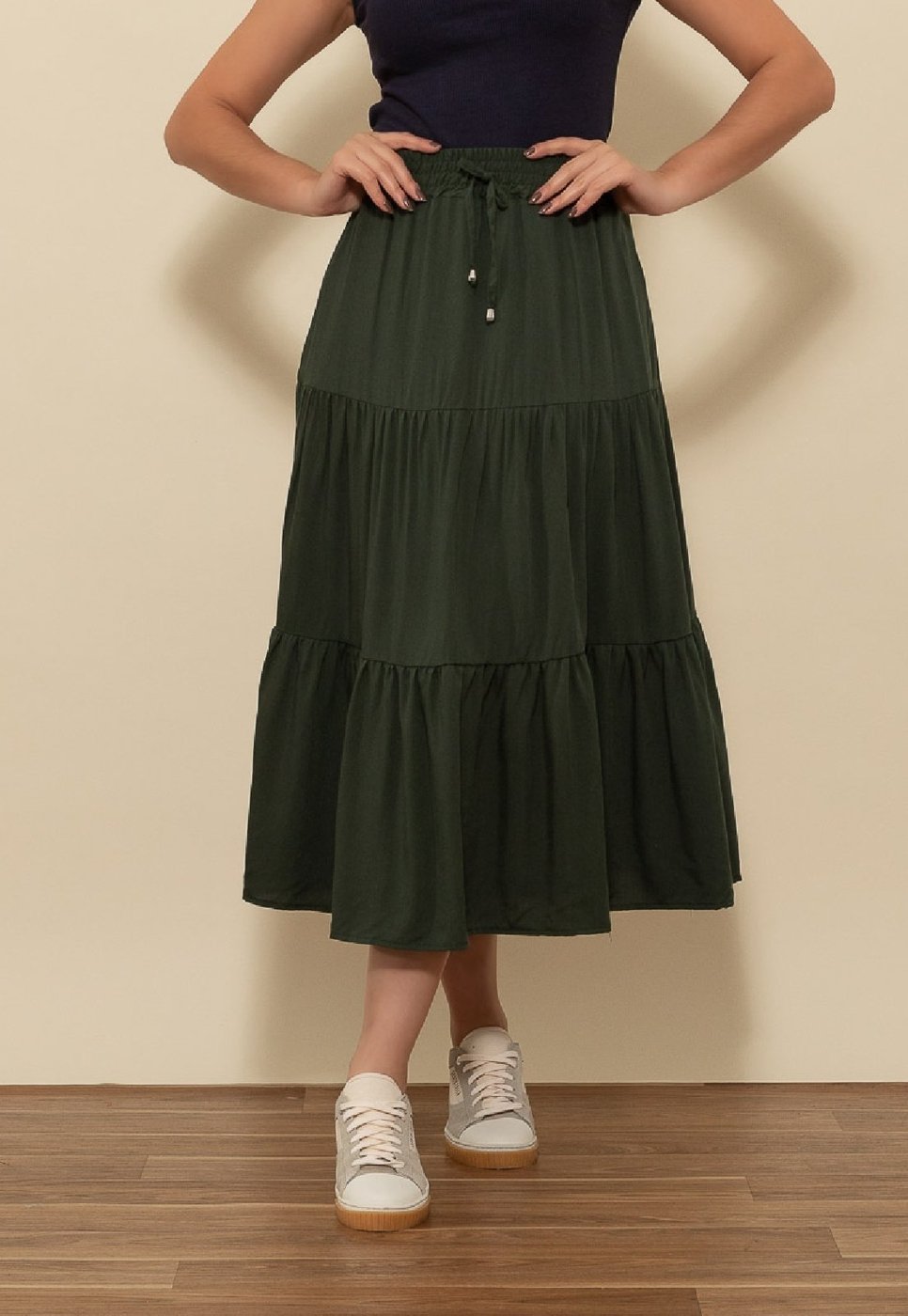 Imagem principal Saia Midi Viscolinho Aura verde Aura verde